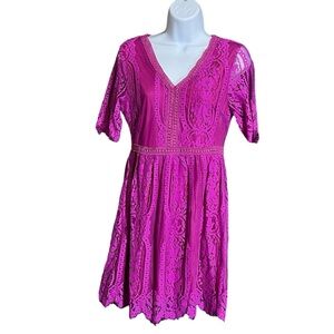 Andre‎ by Unit Embroidered and Lace Dress women’s size small in fuchsia